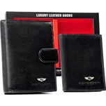 Peterson Dárková sada - černá kožená peněženka, pouzdro na karty