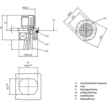 Lutronic 1230 08 T16CW 0,5m vestavný zástrčkový konektor pro senzory - aktory, 1239, piny: 8, 0.50 m, 1 ks