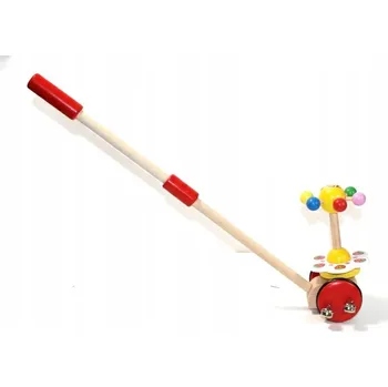 Dřevěná hračka BAREVNÝ ODRÁŽEDLO NA PROCHÁZKU NA TYČI DŘEVĚNÁ HRAČKA YY-2003B