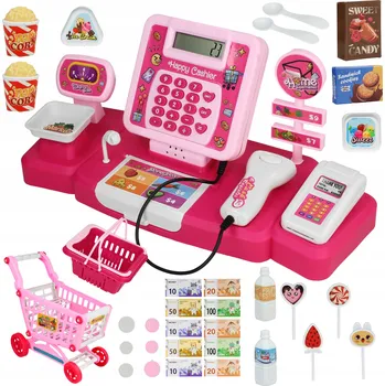 Hra na obchod Interaktivní dětská pokladna s příslušenstvím - vozík, košík, skener