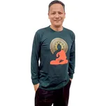 Tričko Buddha s dlouhým rukávem - tmavě-zelené Velikost: 38