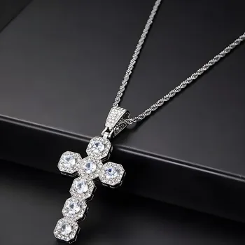 Náhrdelník IZMAEL Náhrdelník Cross AU 38303 Zlatá/Krystálová KP38303