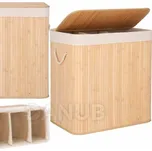 Bambusový koš na praní - 150L - 3 přihrádky - světle hnědý