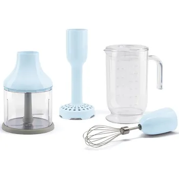 Nerezový dřez Sada 4 kusů příslušenství Smeg (HBAC11PB) v pastelově modré barvě obsahuje kádinku, sekáček, šlehač a pěchovadlo, které jsou navrženy tak, aby rozšířily všestrannost vašeho ručního mixéru Smeg. Tato stylová sada, která je ideální pro všechny vaše potřeby 