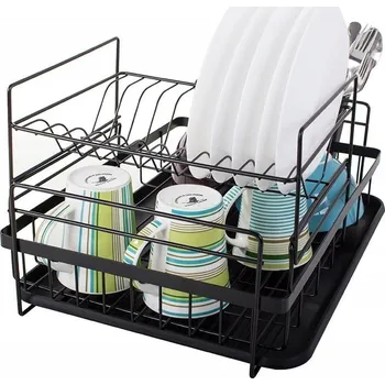 Odkapávač na nádobí Černý dvoupodlažní odkapávač na nádobí / sušák do kuchyně