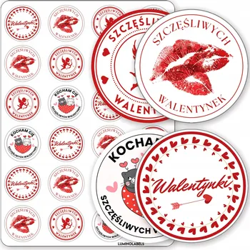 samolepka SAMOLEPKY sada etiket pro manžela, 14. února, pro dívku, VALENTÝN dárek 5 cm