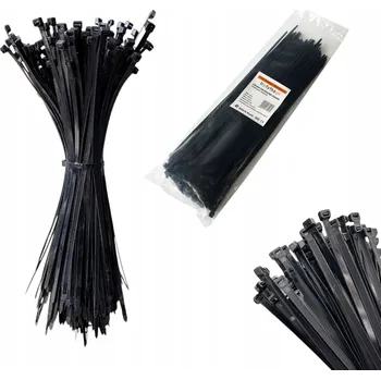 Stahovací páska Stahovací pásky kabelové Stahovací Pásky UV odolné, silné, 100 ks, 3,6 x 250 mm, černé