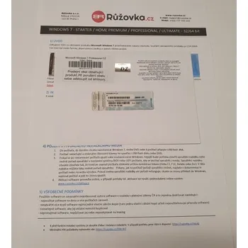 Operační systém Microsoft Windows 7 Professional CZ 32bit / 64bit, Software Certifikát pravosti MICROSOFT 6PC-00018 7344-139