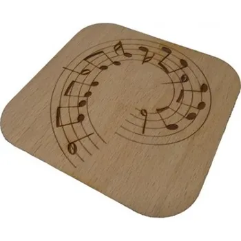 Dřevěný podtácek pod sklenici - letící noty