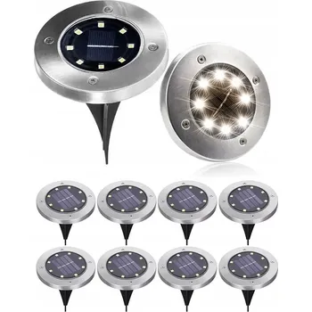 Venkovní osvětlení 4x Solární zahradní LED světla do země, disková, nájezdová, se senzorem, zapichovací