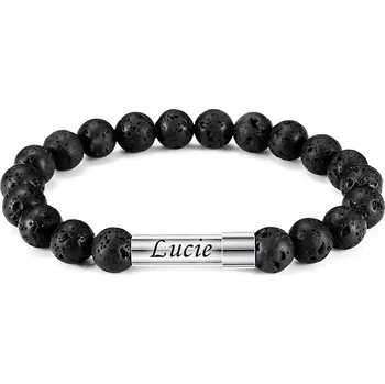 Náramek Náramek Unisex z lávových kamenů černý Round