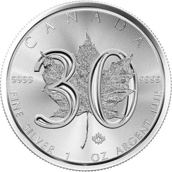 Stříbrná mince 1 Oz Maple Leaf 2018 30th Anniversary (30. výročí 1988-2018)