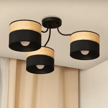 Přisazený lustr ALBA 3xE27/15W/230V pr. 66 cm černá/hnědá