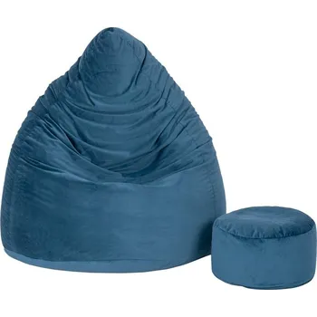 Sedací pytel JAKS Sedací vak s podnožkou velur petrolejový