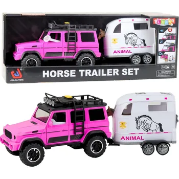 Hračka LEAN Toys Terénní vozidlo s přívěsem pro koně, figurka, světla, zvuky