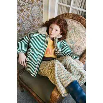 Dívčí bunda Dětská bunda Tinycottons GREEN STRIPES PADDED JACKET AW25.143 zelená 77X, vel. 104