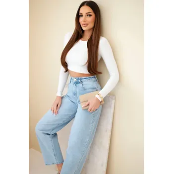 Dámské džíny Dámské džíny s vysokým pasem a volnou nohavicí Velikost: 25