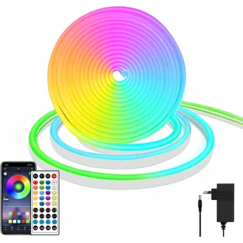 LED páska LED Páska 5M Neon 5050 RGB IC Bluetooth Aplikace DÁLKOVÝ OVLADAČ Duha 24V IP65