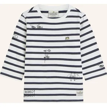 Dámské tričko Scotch & Soda Dívčí Tričko S 3/4 Rukávem, tmavě šedá / bílá, 140