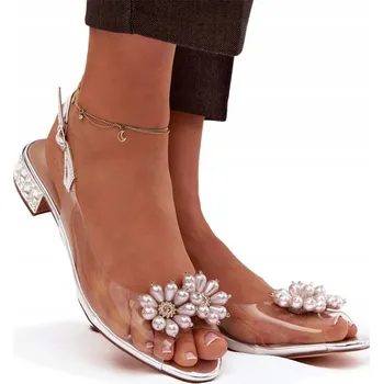 Dámské sandále D&A dámské sandály MR52-229 SILVER podpatek blok velikost 36