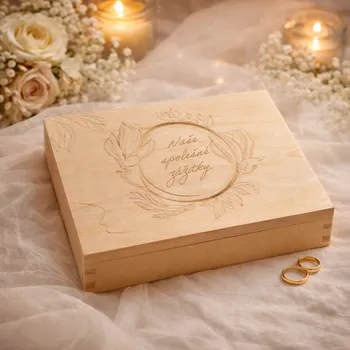 Dárková krabička Dřevěná krabička na fotky NAŠE SPOLEČNÉ ZÁŽITKY