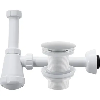 Sifon CERANO - Sifon umyvadlový - mosaz - DN32/40/50 - s výpustí click-clack bez přepadu - bílá