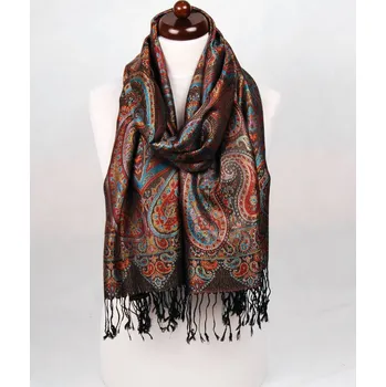 Šála Hedvábná šála Super velká černá s červenou a tyrkysovou