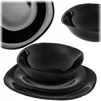 Talíř JÍDELNÍ SERVIS PRO 2 OSOBY SADA TALÍŘŮ 6 ks SOUPRAVA ČERNÉHO NÁDOBÍ