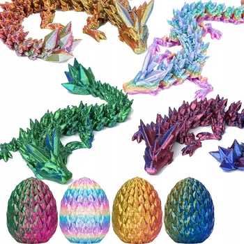 Figurka 4 3D figurka Drak ve vejci, červeno-žluto-zelená, 13 cm