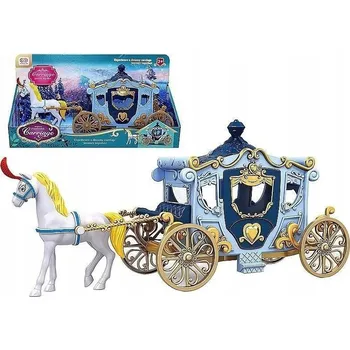 Panenka VELKÝ kočár s koněm a panenkou, CHODÍCÍ KŮŇ táhnoucí kočár, ZVUK 3+