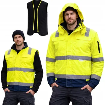 pracovní bunda Bunda Specto pilotka žlutá reflexní Odnímatelné Rukávy 3v1 velikost L