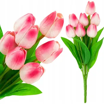 umělá květina TULIPÁN KYTICE PĚNOVÝCH TULIPÁNŮ RŮŽOVÉ TULIPÁNY UMĚLÉ V KYTICI RŮŽÍ