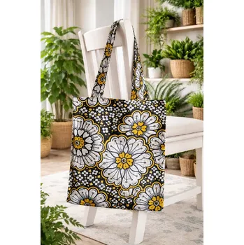 Nákupní taška Látková taška_Květy savany