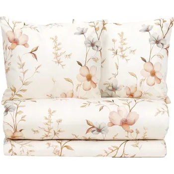 Povlečení Povlečení flanelové bílé s květinami 160x200 flanel teplá silná květiny krémové