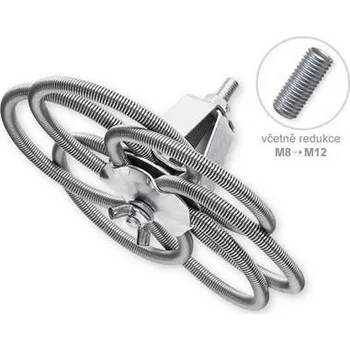 Komínová štětka Kominický strojek štosákový 120-220 mm set kartáč + redukce (z M8 na M12) - ocel - KR1336204