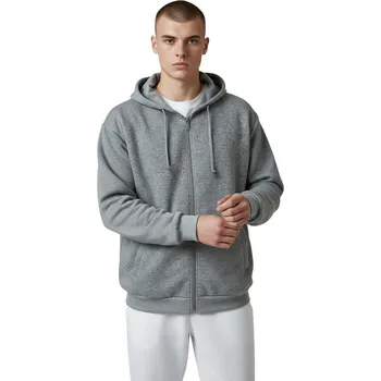 Pánská mikina Dunaone Pánská šedá nadměrná rozepínací mikina Barva: Šedá, Velikost: 5XL