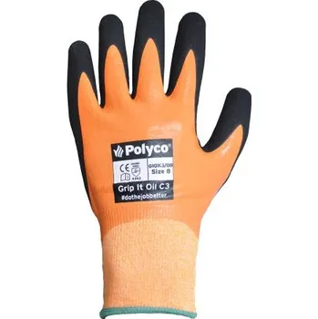 Pracovní rukavice Polyco Healthline Pracovní rukavice CE Oranžová Ano Nitril Ano Ano 10 Grip It Nitrilová pěna