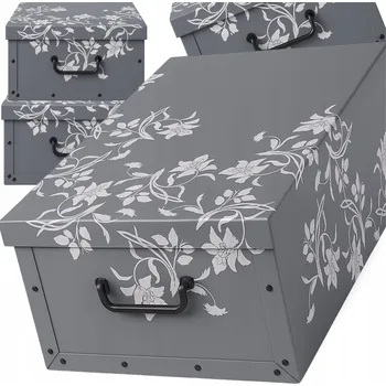 Úložný box Velká šedá kartonová krabička – elegantní úložný box do domácnosti, šatny, kanceláře, na hračky