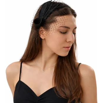 Brož Dámský fascinátor Seeberger se závojem – černý Velikost: Unisize (S-XL)