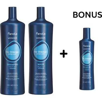 Šampon AKCE: Fanola Wonder No Orange - neutralizace oranžových odlesků - šampon, 1000 ml a maska, 1000 ml + Wonder No Orange šampon, 350 ml