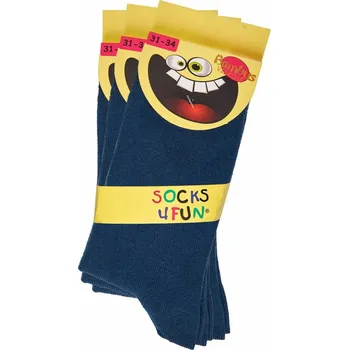 Dětské bambusové ponožky jednobarevné, 3ks v balení Barva: Modrá, Velikost: 35-38