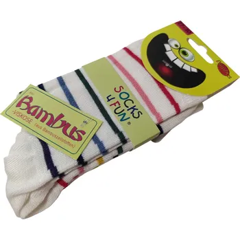 Bambusové ponožky tenké, pruhované duopack Barva: světlá, Velikost: 27-30