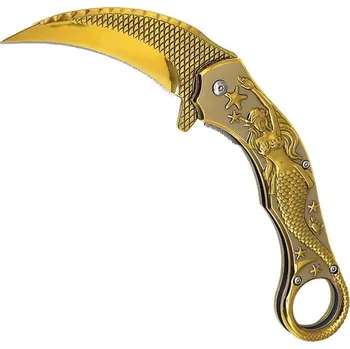 Bojový nůž ElitEdge nůž zavírací MERMAID karambit ZLATÝ