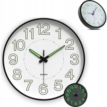 Hodiny SVÍTÍCÍ NÁSTĚNNÉ HODINY FLUORESCENČNÍ KLASICKÉ LOFT 30CM BÍLÉ