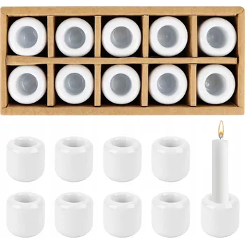 Svícen Keramický svícen na svíčky, sada 10 kusů, otvor 1,8 cm, bílý