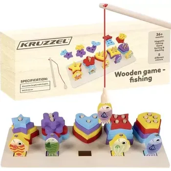 Dřevěná hračka Dřevěný třídič tvaru + hra rybář