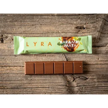 Čokoládová tyčinka Čokoládovna Lyra TYČINKA KARAMEL MÁTA - mléčná čokoláda s náplní karamel a máta