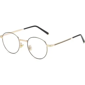 Brýlová obroučka Dámské kulaté brýle proti modrému světlu - Zlatá a černá