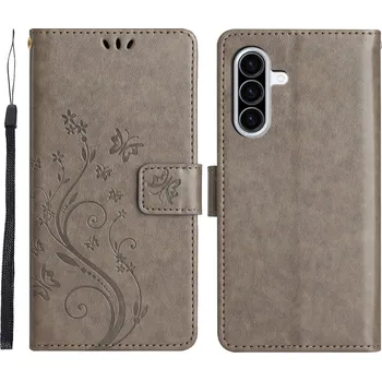 Pouzdro na mobilní telefon Flowers knížkové pouzdro na Samsung Galaxy A57 5G - šedé