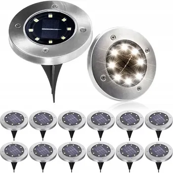 Venkovní osvětlení 12x Solární zahradní LED světla zemní disk nájezdové čidlo zapichovací